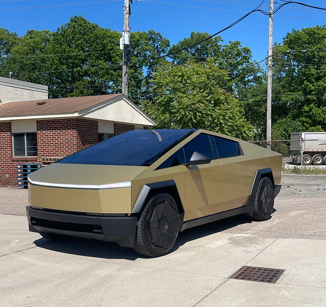 Satin Gold Cybertruck Wrap